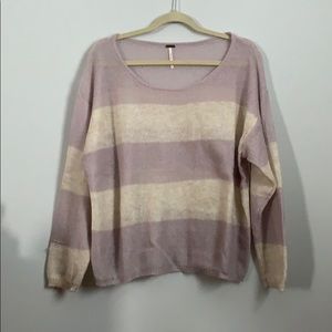 free people lavender and cream striped sweater